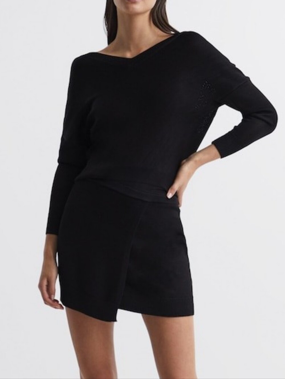 NWT REISS | $290 Sonia Knit On/Off Shoulder Mini Dress